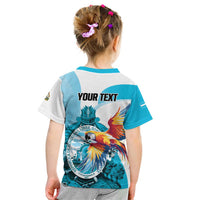 Personalized Honduras 1821 Kid T Shirt Scarlet Macaw Sky Blue Color - Wonder Print Shop