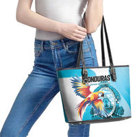 Honduras 1821 Leather Tote Bag Scarlet Macaw Sky Blue Color - Wonder Print Shop
