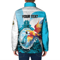 Personalized Honduras 1821 Padded Jacket Scarlet Macaw Sky Blue Color - Wonder Print Shop