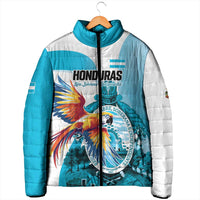 Personalized Honduras 1821 Padded Jacket Scarlet Macaw Sky Blue Color - Wonder Print Shop