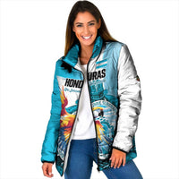 Personalized Honduras 1821 Padded Jacket Scarlet Macaw Sky Blue Color - Wonder Print Shop