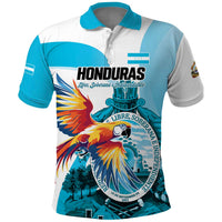 Personalized Honduras 1821 Polo Shirt Scarlet Macaw Sky Blue Color - Wonder Print Shop