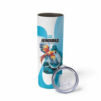 Personalized Honduras 1821 Skinny Tumbler Scarlet Macaw Sky Blue Color - Wonder Print Shop