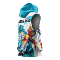 Personalized Honduras 1821 Sleeveless Hoodie Scarlet Macaw Sky Blue Color - Wonder Print Shop