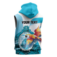 Personalized Honduras 1821 Sleeveless Zip Hoodie Scarlet Macaw Sky Blue Color - Wonder Print Shop
