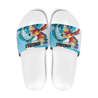 Honduras 1821 Slide Sandals Scarlet Macaw Sky Blue Color - Wonder Print Shop