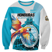 Personalized Honduras 1821 Sweatshirt Scarlet Macaw Sky Blue Color - Wonder Print Shop