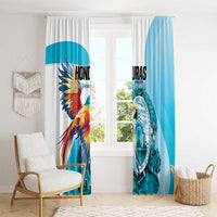 Honduras 1821 Window Curtain Scarlet Macaw Sky Blue Color - Wonder Print Shop