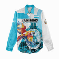 Personalized Honduras 1821 Women Casual Shirt Scarlet Macaw Sky Blue Color - Wonder Print Shop