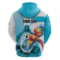 Personalized Honduras 1821 Zip Hoodie Scarlet Macaw Sky Blue Color - Wonder Print Shop