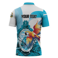 Personalized Honduras 1821 Zipper Polo Shirt Scarlet Macaw Sky Blue Color - Wonder Print Shop