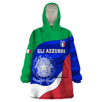 Italy Rugby Wearable Blanket Hoodie Forza Azzurri 2023 World Cup - Wonder Print Shop