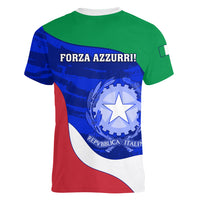 Italy Rugby Women V Neck T Shirt Forza Azzurri 2023 World Cup - Wonder Print Shop
