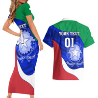 Custom Italy Rugby Couples Matching Short Sleeve Bodycon Dress and Hawaiian Shirt Forza Azzurri 2023 World Cup - Wonder Print Shop