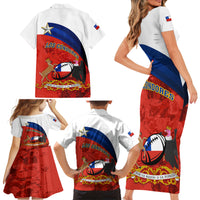 Chile Rugby Family Matching Short Sleeve Bodycon Dress and Hawaiian Shirt The Condors Go 2023 World Cup - Wonder Print Shop