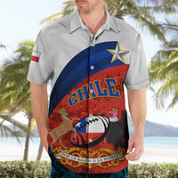 White rugby-style polo shirt with Chile front graphic, star badge, short sleeves