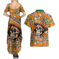 Personalised Day Of The Dead Couples Matching Summer Maxi Dress and Hawaiian Shirt Sugar Skull Dia de los Muertos - Wonder Print Shop