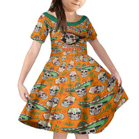 Personalised Day Of The Dead Family Matching Off Shoulder Short Dress and Hawaiian Shirt Sugar Skull Dia de los Muertos - Wonder Print Shop
