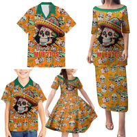 Personalised Day Of The Dead Family Matching Puletasi Dress and Hawaiian Shirt Sugar Skull Dia de los Muertos - Wonder Print Shop