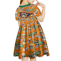 Personalised Day Of The Dead Kid Short Sleeve Dress Sugar Skull Dia de los Muertos - Wonder Print Shop