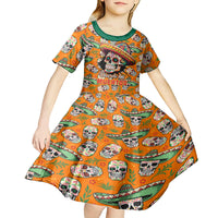 Personalised Day Of The Dead Kid Short Sleeve Dress Sugar Skull Dia de los Muertos - Wonder Print Shop
