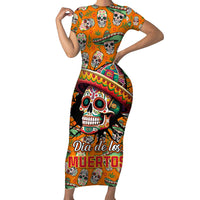 Personalised Day Of The Dead Short Sleeve Bodycon Dress Sugar Skull Dia de los Muertos - Wonder Print Shop