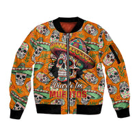 Personalised Day Of The Dead Sleeve Zip Bomber Jacket Sugar Skull Dia de los Muertos - Wonder Print Shop