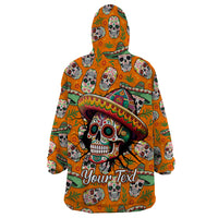 Personalised Day Of The Dead Wearable Blanket Hoodie Sugar Skull Dia de los Muertos - Wonder Print Shop