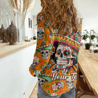 Personalised Day Of The Dead Women Casual Shirt Sugar Skull Dia de los Muertos - Wonder Print Shop