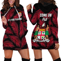 Fiji Rugby Hoodie Dress Flying Fijians Red Palm Tree Version - Wonder Print Shop
