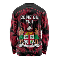 Fiji Rugby Long Sleeve Shirt Flying Fijians Red Palm Tree Version - Wonder Print Shop
