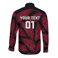 Custom Fiji Rugby Long Sleeve Button Shirt Flying Fijians Red Palm Tree Version - Wonder Print Shop