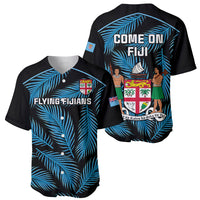 Fiji Rugby Baseball Jersey Flying Fijians Blue Palm Tree Version - Wonder Print Shop
