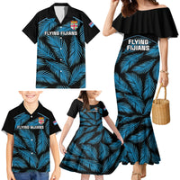 Fiji Rugby Family Matching Mermaid Dress and Hawaiian Shirt Flying Fijians Blue Palm Tree Version - Wonder Print Shop