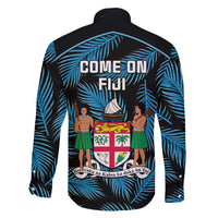 Fiji Rugby Family Matching Mermaid Dress and Hawaiian Shirt Flying Fijians Blue Palm Tree Version - Wonder Print Shop