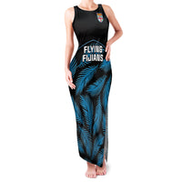 Fiji Rugby Family Matching Tank Maxi Dress and Hawaiian Shirt Flying Fijians Blue Palm Tree Version - Wonder Print Shop