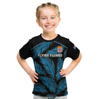 Fiji Rugby Kid T Shirt Flying Fijians Blue Palm Tree Version - Wonder Print Shop