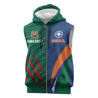 Custom Cricket India Vs Bangladesh Sleeveless Zip Hoodie Simple Style - Wonder Print Shop