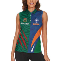 Custom Cricket India Vs Bangladesh Women Sleeveless Polo Shirt Simple Style - Wonder Print Shop