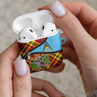 Saint Lucia Creole Day AirPods Case Madras Pattern Zipper Stylized - Wonder Print Shop