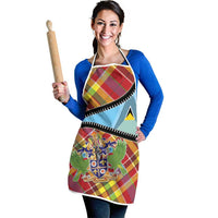 Saint Lucia Creole Day Apron Madras Pattern Zipper Stylized - Wonder Print Shop