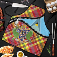 Saint Lucia Creole Day Apron Madras Pattern Zipper Stylized - Wonder Print Shop
