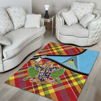 Saint Lucia Creole Day Area Rug Madras Pattern Zipper Stylized - Wonder Print Shop