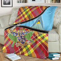 Saint Lucia Creole Day Blanket Madras Pattern Zipper Stylized - Wonder Print Shop