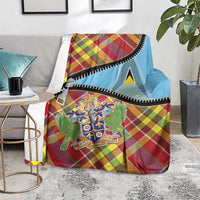 Saint Lucia Creole Day Blanket Madras Pattern Zipper Stylized - Wonder Print Shop
