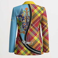 Saint Lucia Creole Day Blazer Madras Pattern Zipper Stylized - Wonder Print Shop