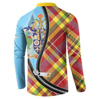 Saint Lucia Creole Day Button Sweatshirt Madras Pattern Zipper Stylized - Wonder Print Shop
