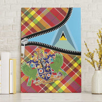 Saint Lucia Creole Day Canvas Wall Art Madras Pattern Zipper Stylized - Wonder Print Shop