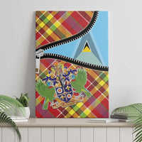 Saint Lucia Creole Day Canvas Wall Art Madras Pattern Zipper Stylized - Wonder Print Shop