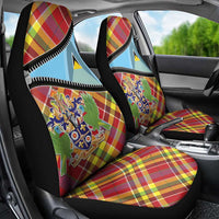 Saint Lucia Creole Day Car Seat Cover Madras Pattern Zipper Stylized - Wonder Print Shop